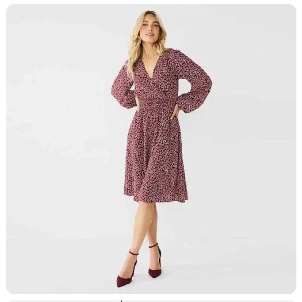 Draper James RSVP Maroon Fit and Flare Dress.